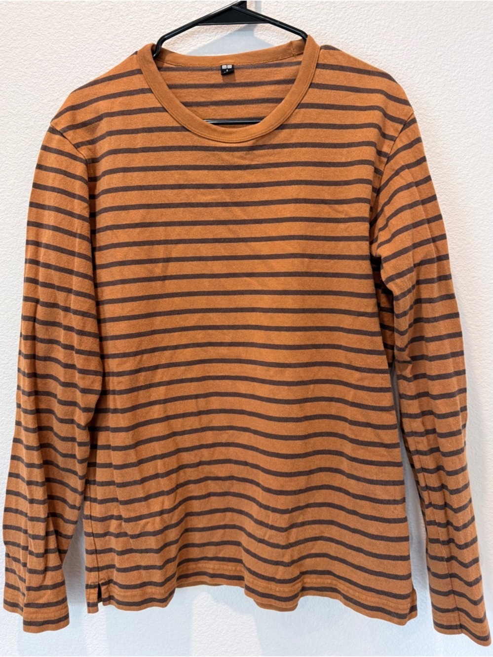 UNIQLO 70s Earth Tone Striped Tee M Long Sleeve Cotton Casual Basic Normcore